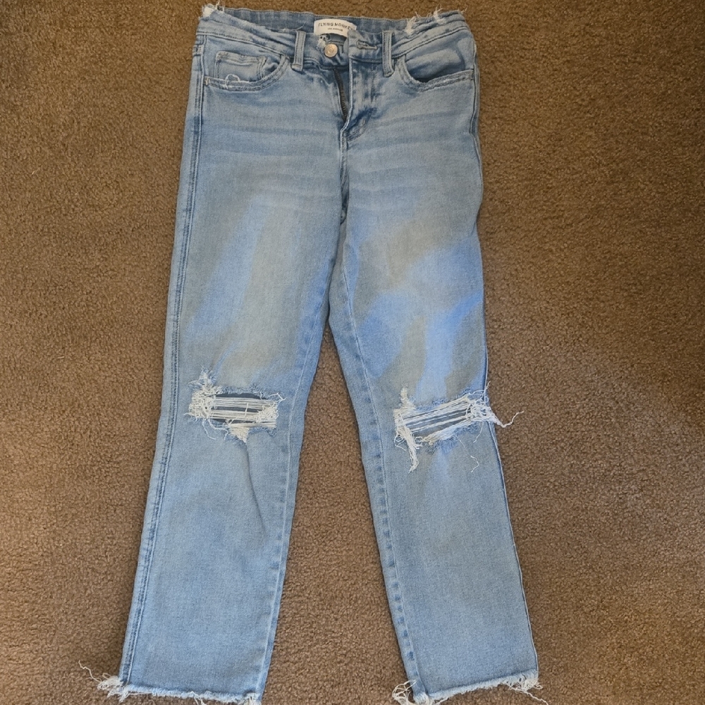Flying Monkey Light Blue Distressed Ankle Jeans